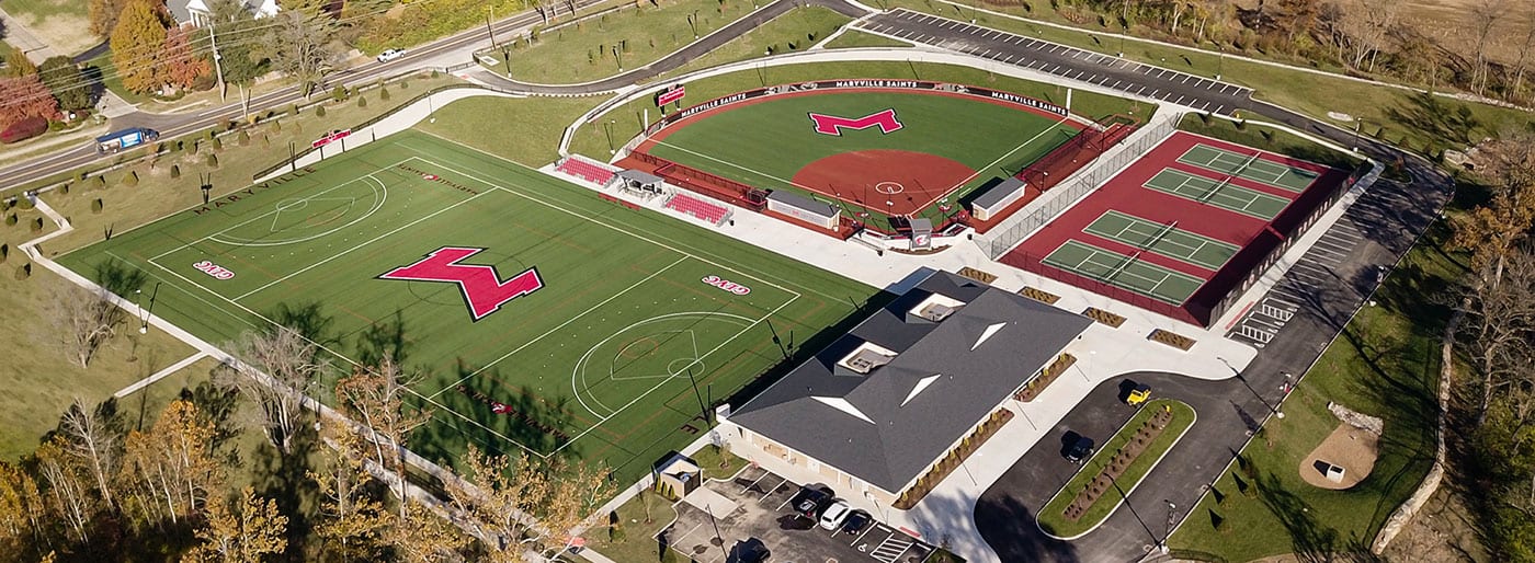 overhead view of athletic complex