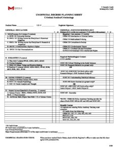 19-20 Criminology Degree Planning Sheet